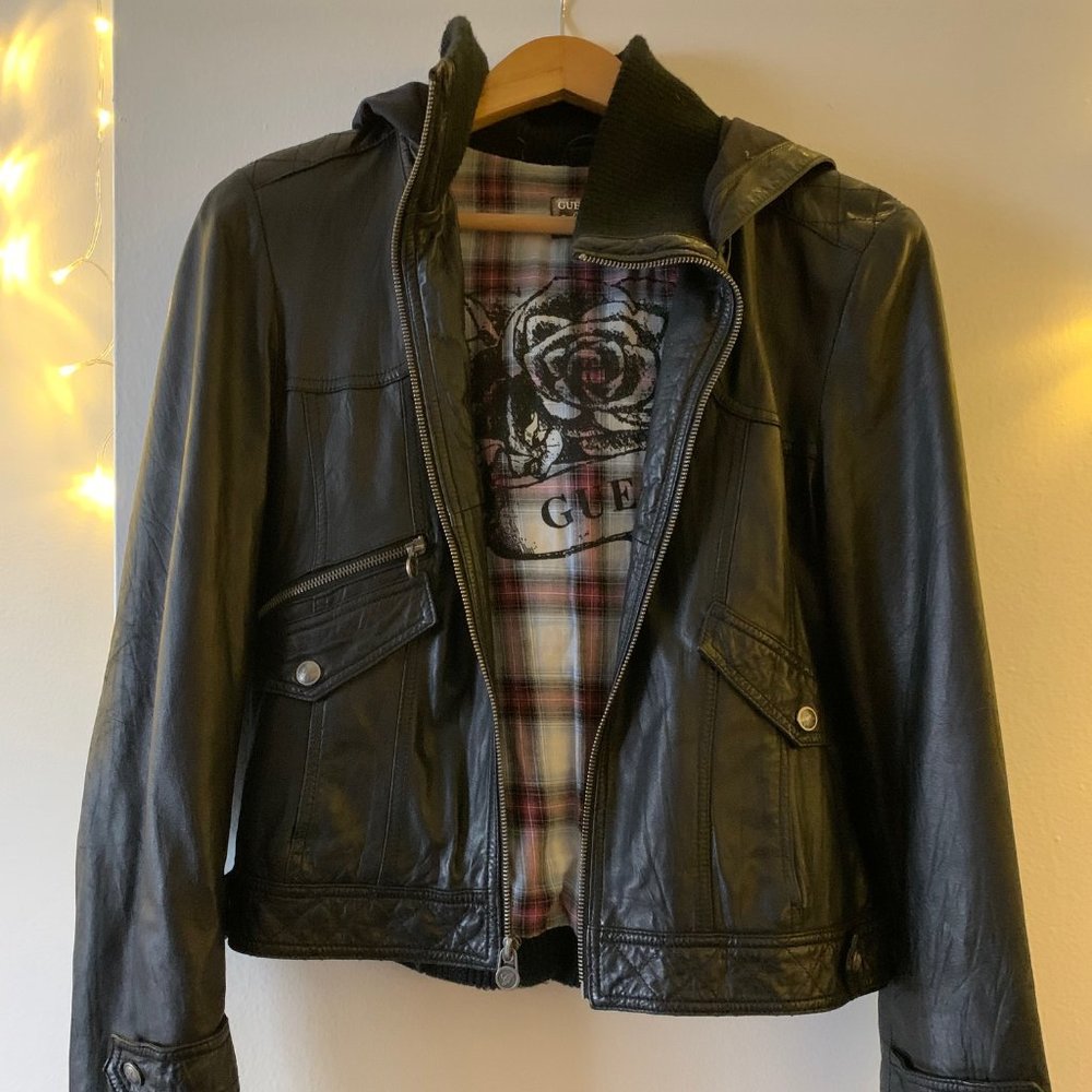 Guess Leather Bomber Jacket